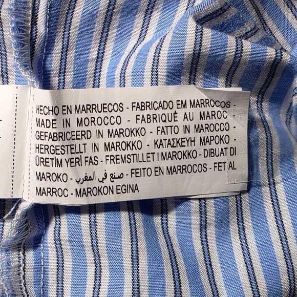 Zara Striped Cropped Button Down Shirt Womens Small Blue White Excellent - Picture 9 of 10